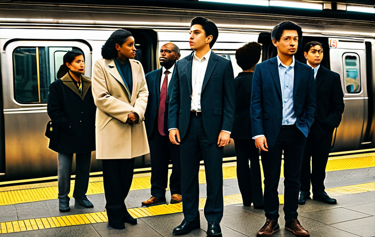 Urban Commute**
"A diverse group of professionals in appropriate attire, standing on a crowded subway platform in a modern city (e.g., New York City), waiting for a train, fully clothed, safe for work, depicting the urban commute, realistic style, professional photography, perfect anatomy, correct proportions, natural pose, high quality, appropriate content, family-friendly, modest clothing."
**