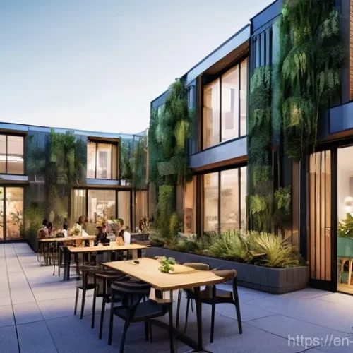 도시 주거복지정책 - **Prompt:** A vibrant, futuristic yet welcoming co-living architectural rendering, showcasing a mult...